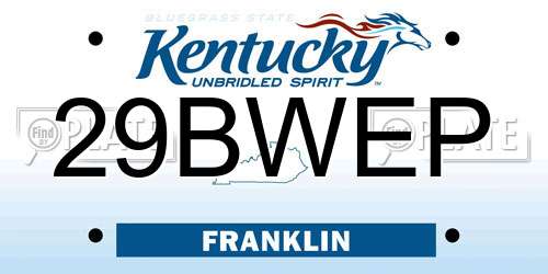 29BWEP Kentucky License Plate