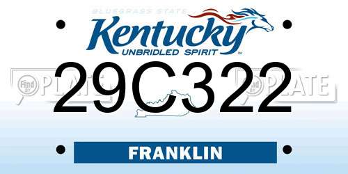 29C322 Kentucky License Plate
