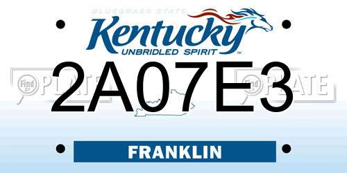 2A07E3 Kentucky License Plate