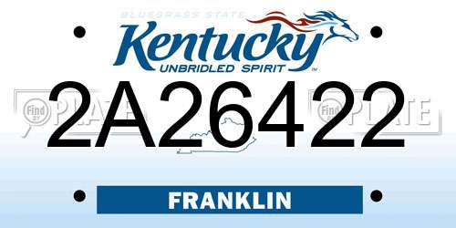 2A26422 Kentucky License Plate