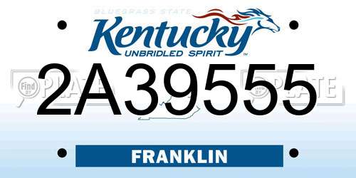 2A39555 Kentucky License Plate