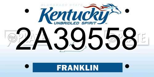 2A39558 Kentucky License Plate