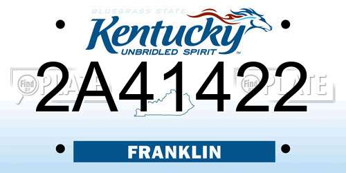 2A41422 Kentucky License Plate