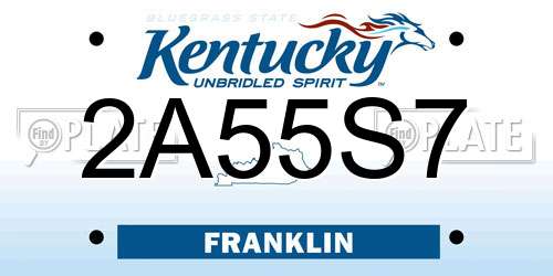 2A55S7 Kentucky License Plate