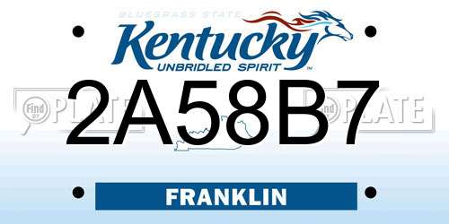 2A58B7 Kentucky License Plate