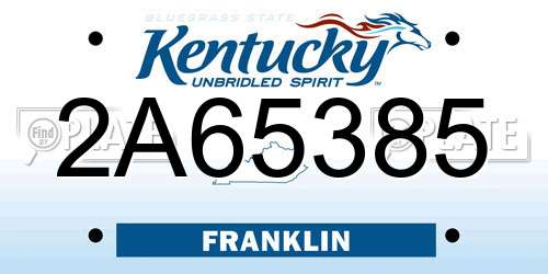 2A65385 Kentucky License Plate