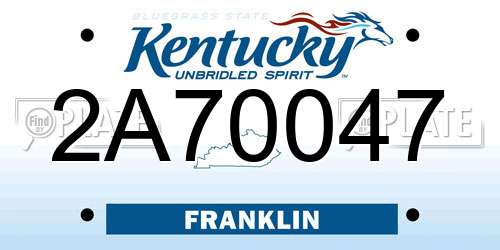 2A70047 Kentucky License Plate