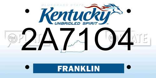 2A71O4 Kentucky License Plate