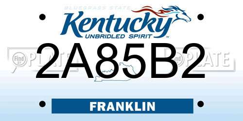 2A85B2 Kentucky License Plate