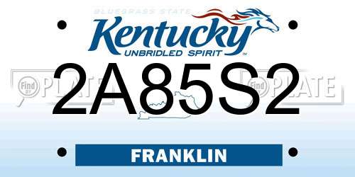 2A85S2 Kentucky License Plate
