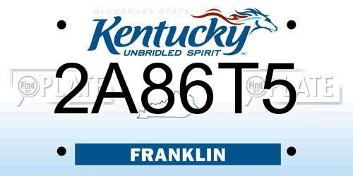 2A86T5 Kentucky License Plate