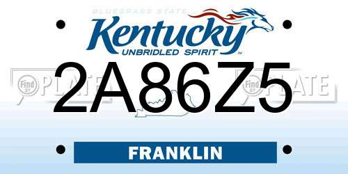 2A86Z5 Kentucky License Plate