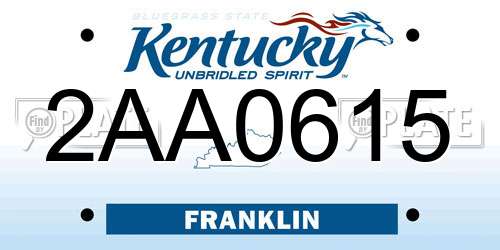 2AA0615 Kentucky License Plate