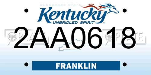 2AA0618 Kentucky License Plate