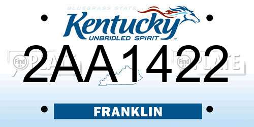 2AA1422 Kentucky License Plate
