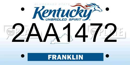 2AA1472 Kentucky License Plate