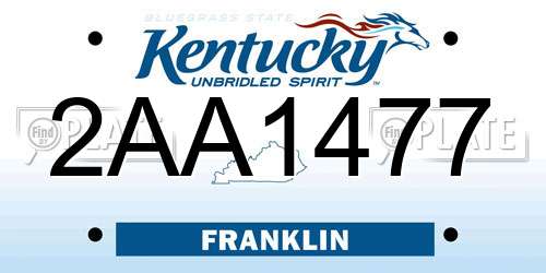 2AA1477 Kentucky License Plate