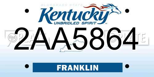 2AA5864 Kentucky License Plate