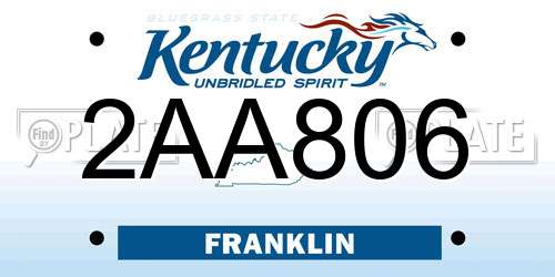 2AA806 Kentucky License Plate