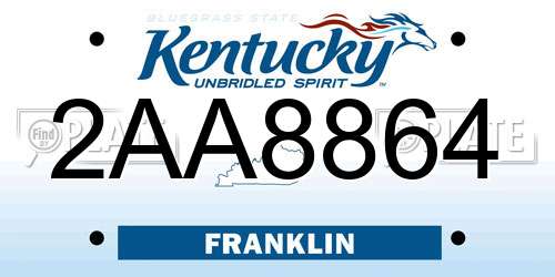 2AA8864 Kentucky License Plate