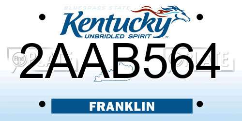 2AAB564 Kentucky License Plate