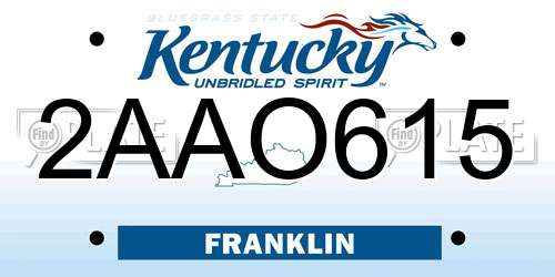 2AAO615 Kentucky License Plate