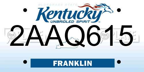 2AAQ615 Kentucky License Plate