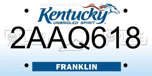 2AAQ618 Kentucky License Plate
