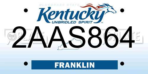 2AAS864 Kentucky License Plate
