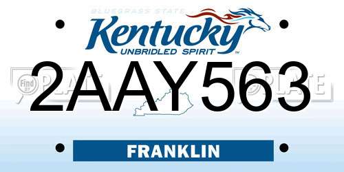 2AAY563 Kentucky License Plate