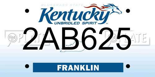 2AB625 Kentucky License Plate