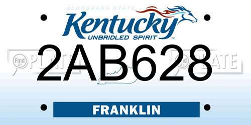 2AB628 Kentucky License Plate