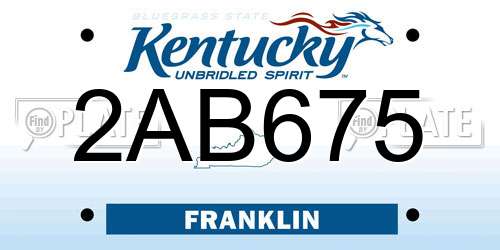 2AB675 Kentucky License Plate