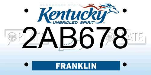 2AB678 Kentucky License Plate