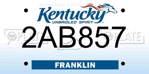 2AB857 Kentucky License Plate