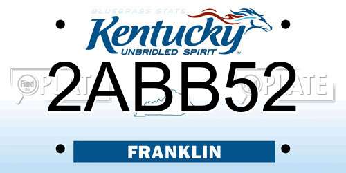 2ABB52 Kentucky License Plate