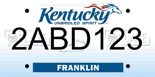 2ABD123 Kentucky License Plate