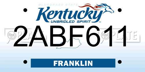 2ABF611 Kentucky License Plate