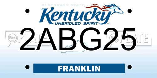 2ABG25 Kentucky License Plate