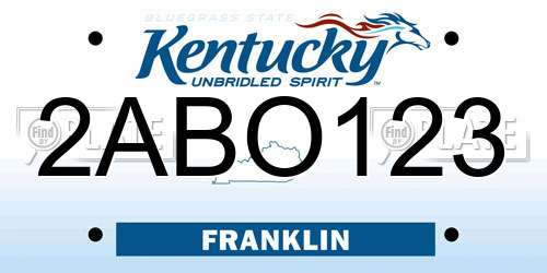 2ABO123 Kentucky License Plate