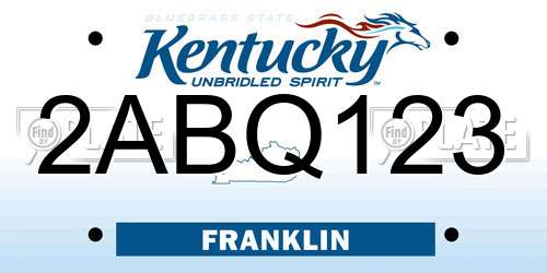 2ABQ123 Kentucky License Plate