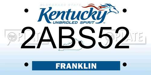 2ABS52 Kentucky License Plate