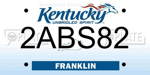 2ABS82 Kentucky License Plate