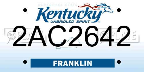 2AC2642 Kentucky License Plate