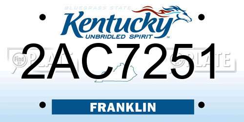 2AC7251 Kentucky License Plate