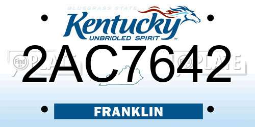 2AC7642 Kentucky License Plate