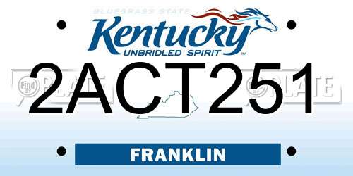 2ACT251 Kentucky License Plate