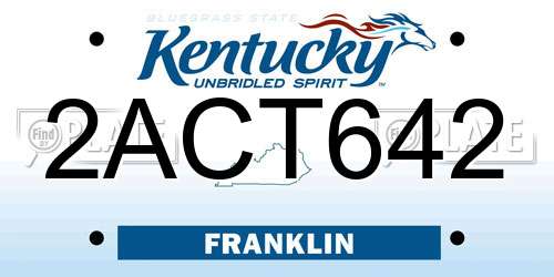 2ACT642 Kentucky License Plate