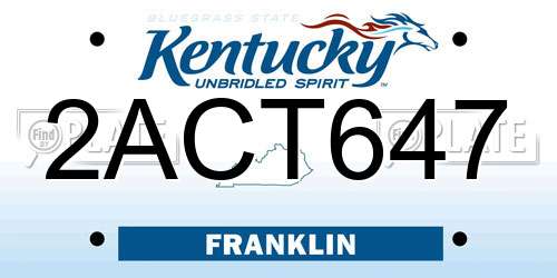 2ACT647 Kentucky License Plate