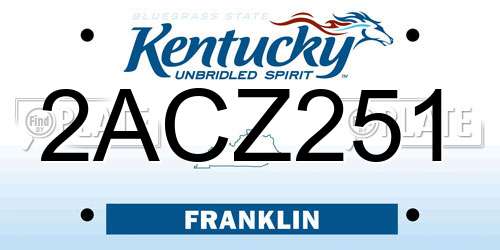 2ACZ251 Kentucky License Plate